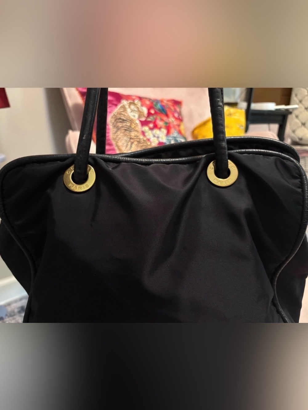 Celine vintage black nylon shoulder bag purse - Picture 8 of 10